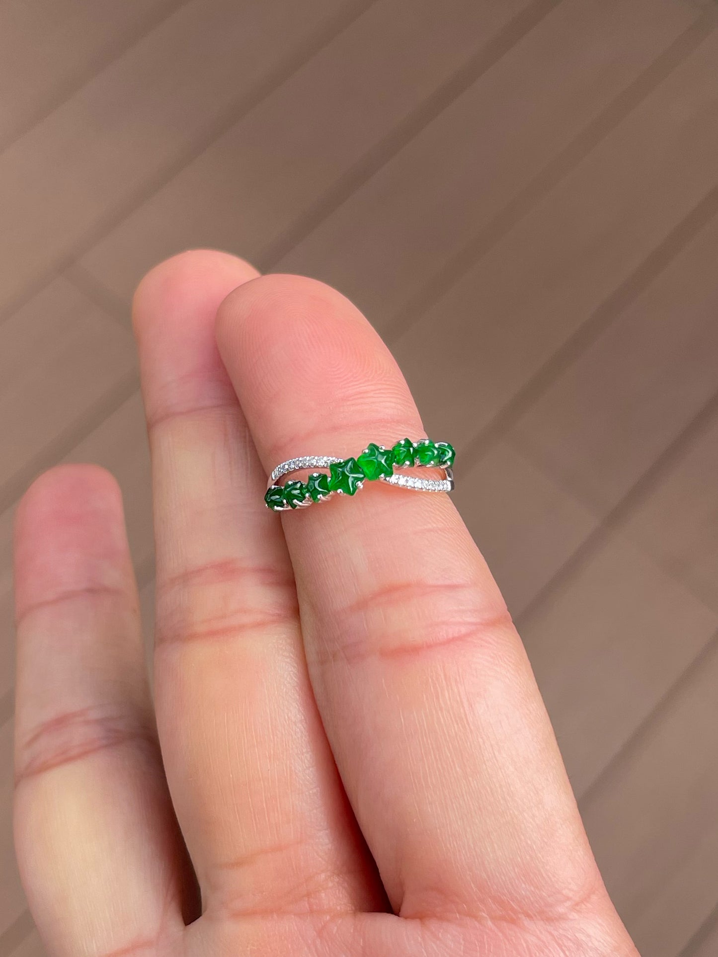 Green Jade Ring - Stars (NJR361)