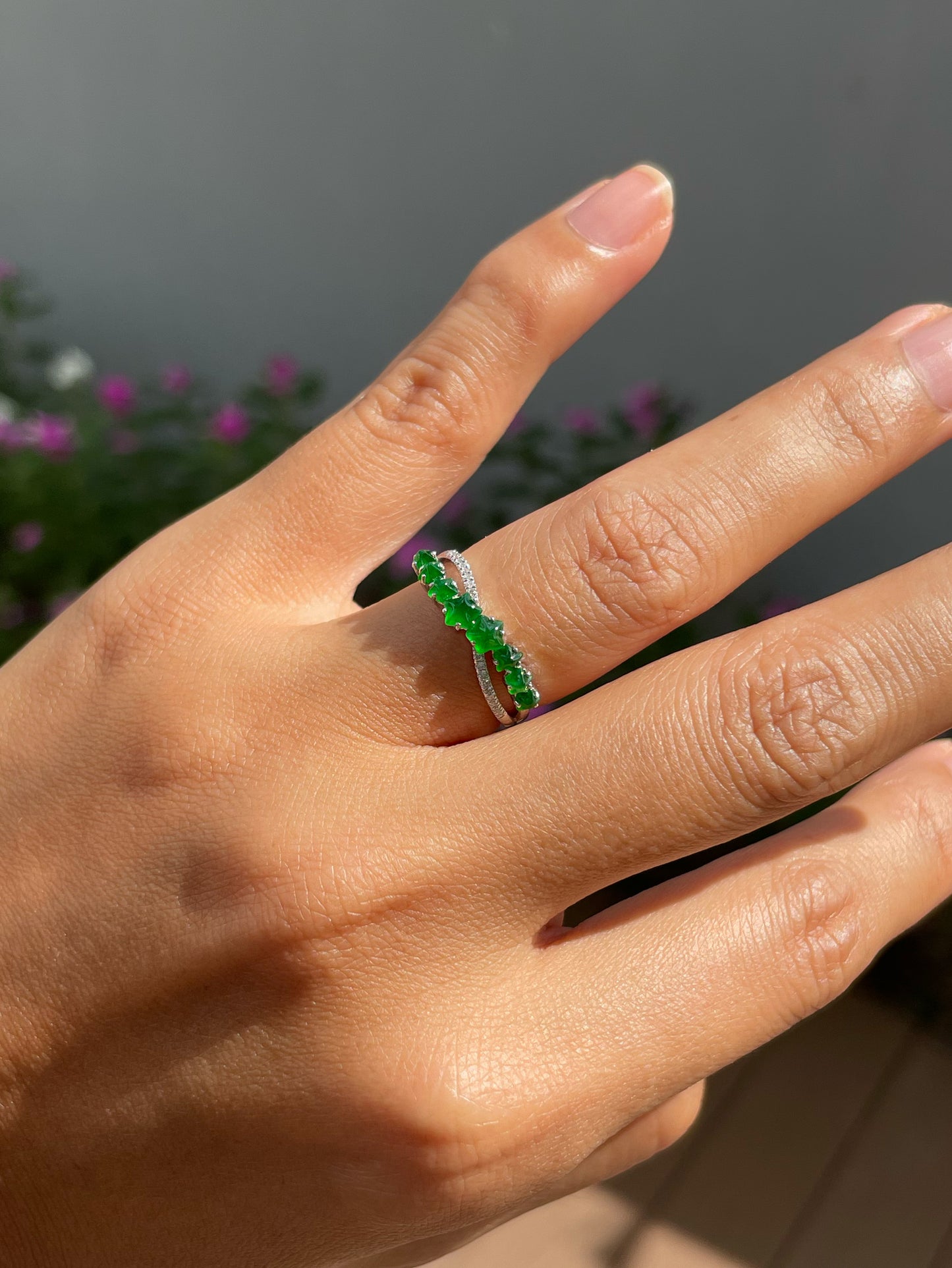 Green Jade Ring - Stars (NJR361)