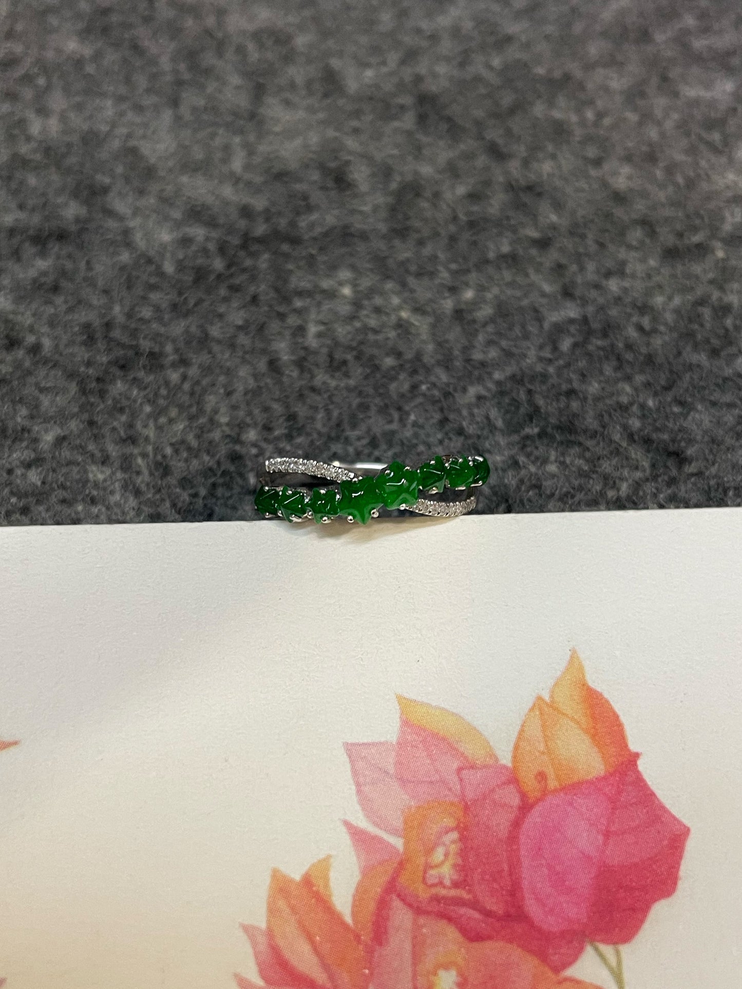 Green Jade Ring - Stars (NJR361)