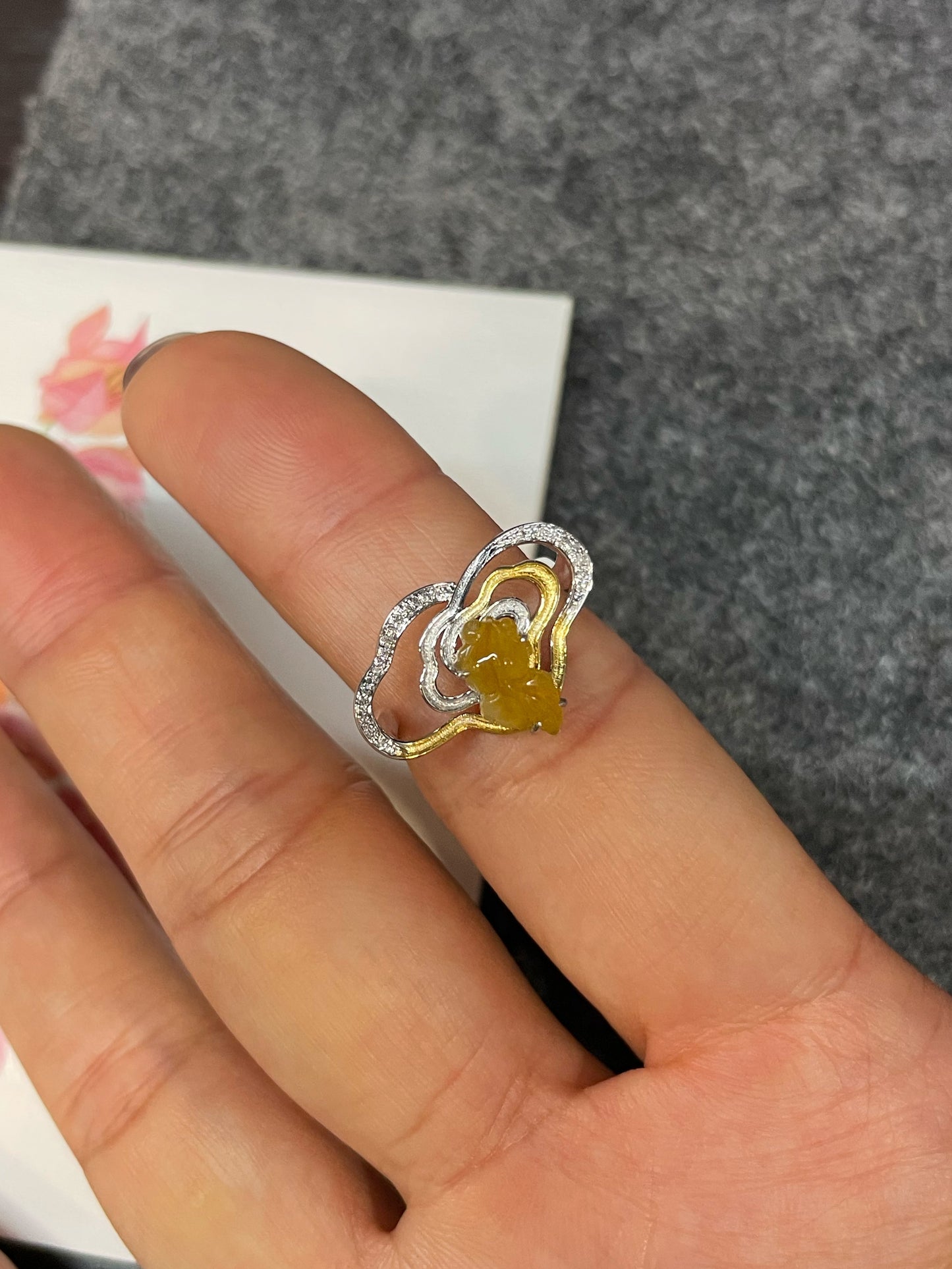 Yellow Jade Ring - Goldfish (NJR364)