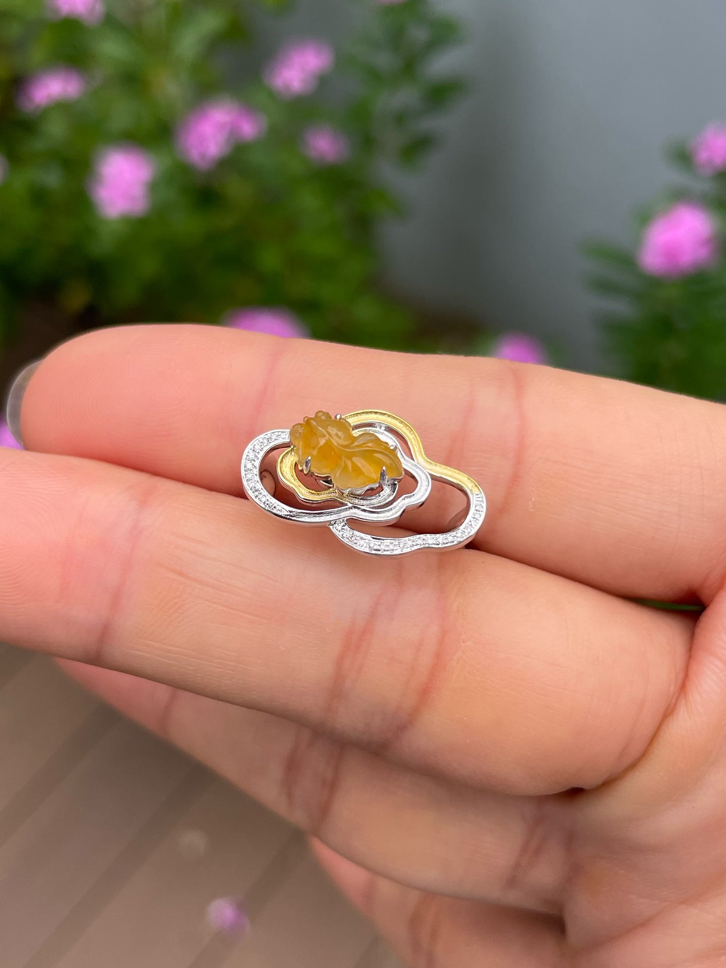 Yellow Jade Ring - Goldfish (NJR364)