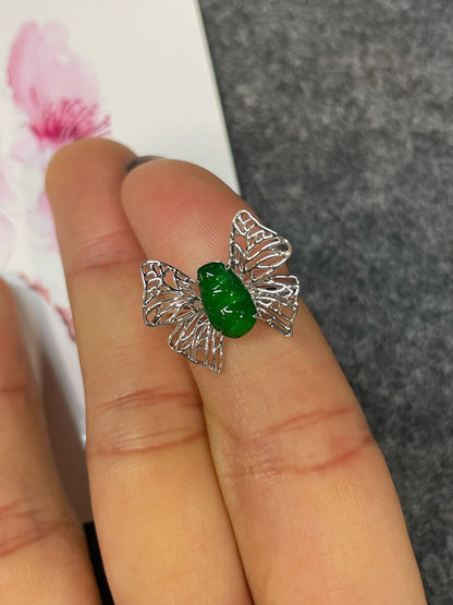 Green Jade Ring - Butterfly Design (NJR365)