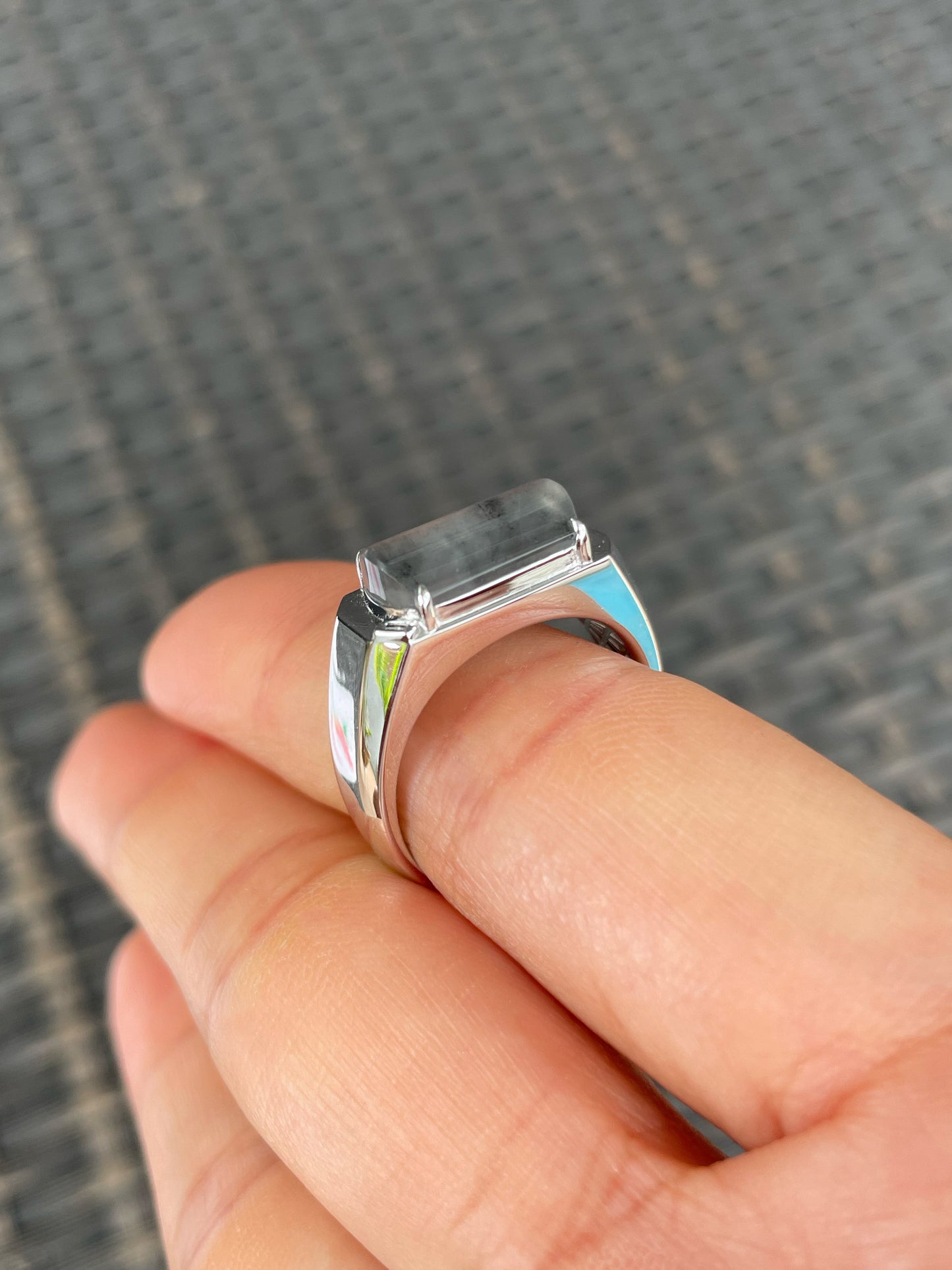 Icy Black Jade Ring (NJR369)