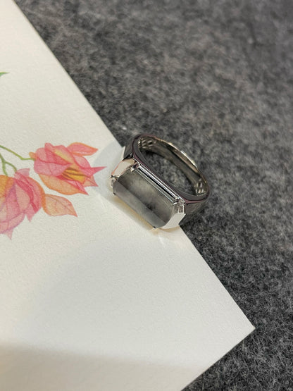 Icy Black Jade Ring (NJR369)