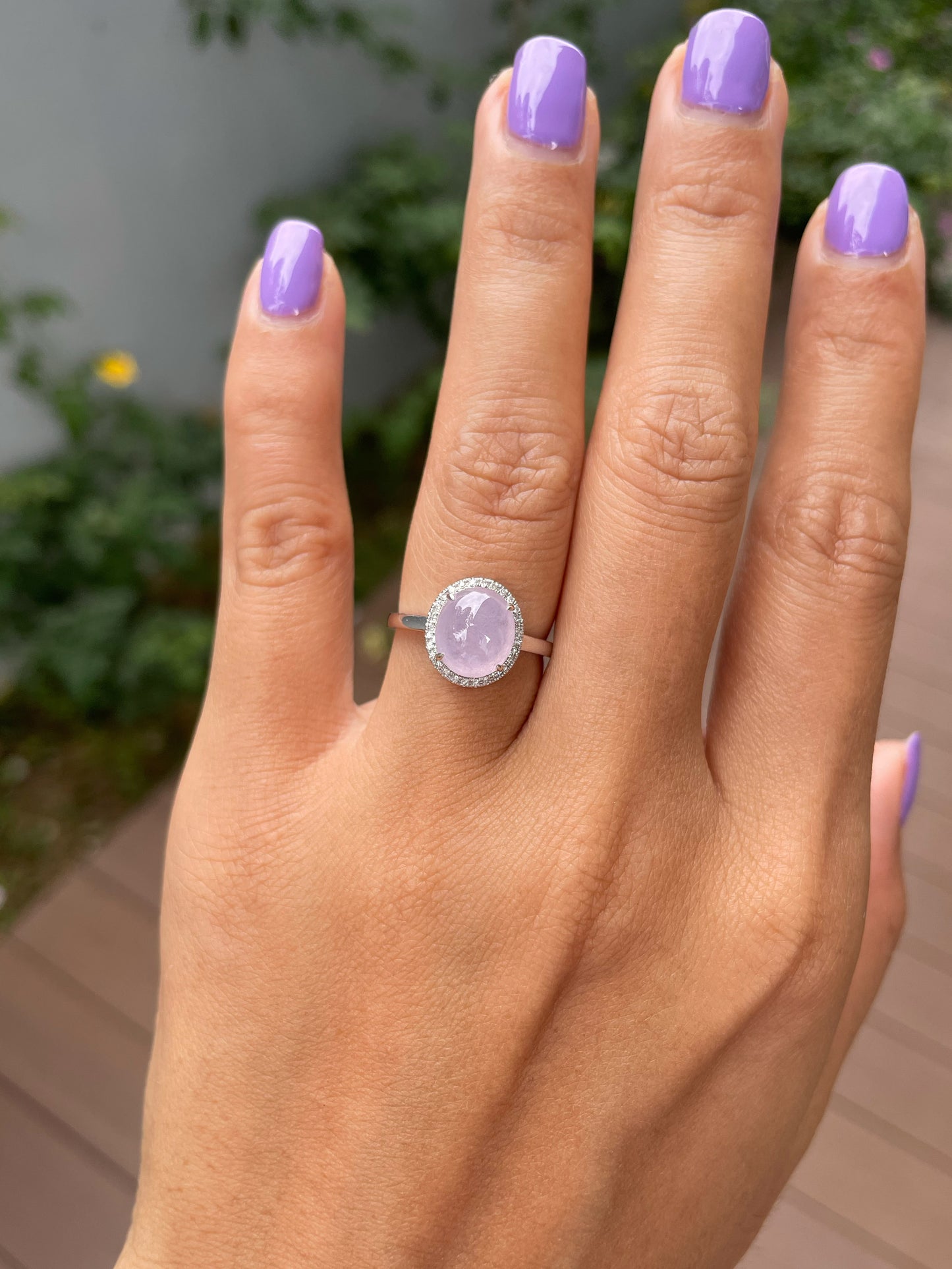 Icy Pink Jade Cabochon Ring (NJR376)