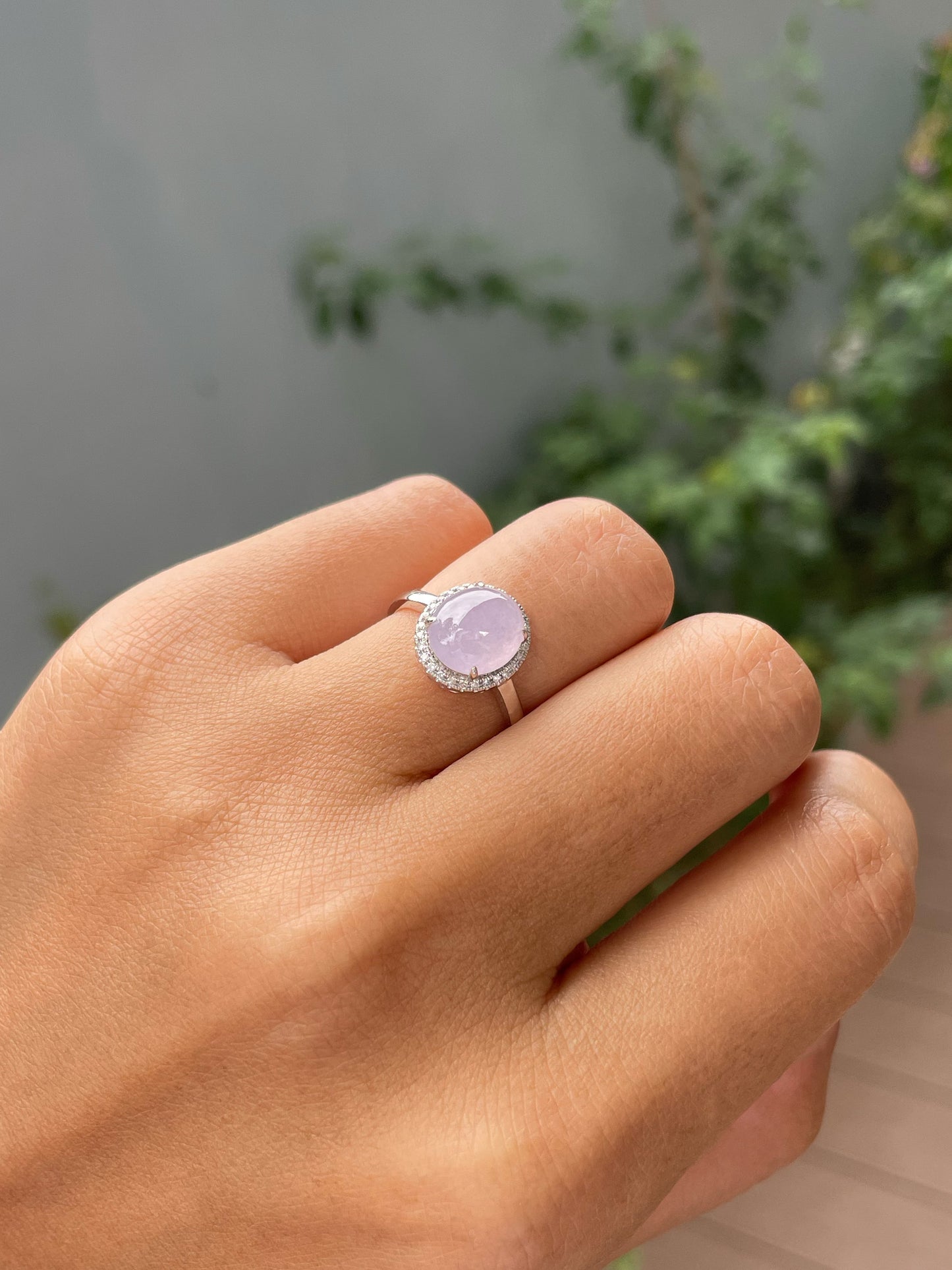 Icy Pink Jade Cabochon Ring (NJR376)