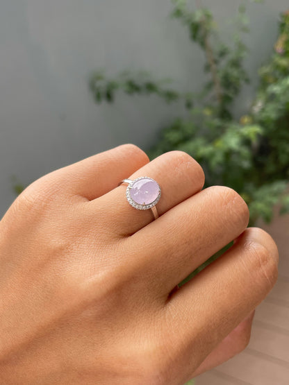 Icy Pink Jade Cabochon Ring (NJR376)