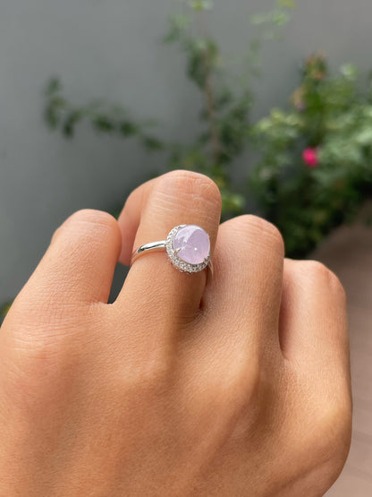 Icy Pink Jade Cabochon Ring (NJR376)