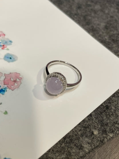 Icy Pink Jade Cabochon Ring (NJR376)