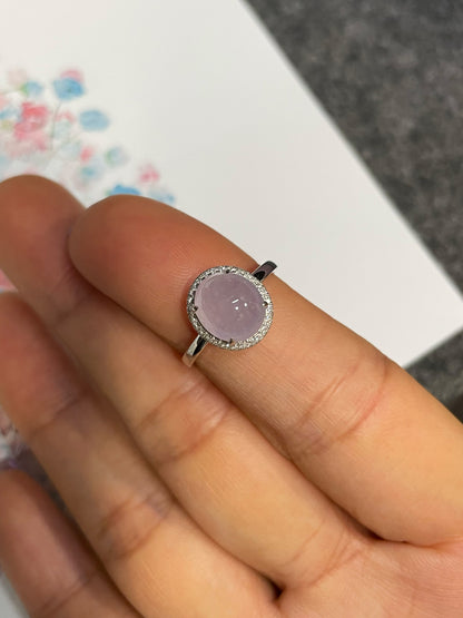 Icy Pink Jade Cabochon Ring (NJR376)