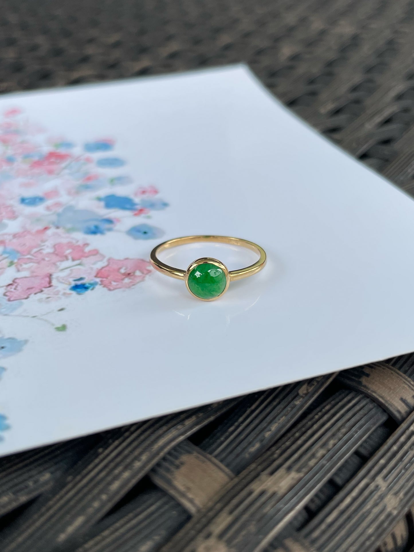 Green Jade Cabochon Ring (NJR378)