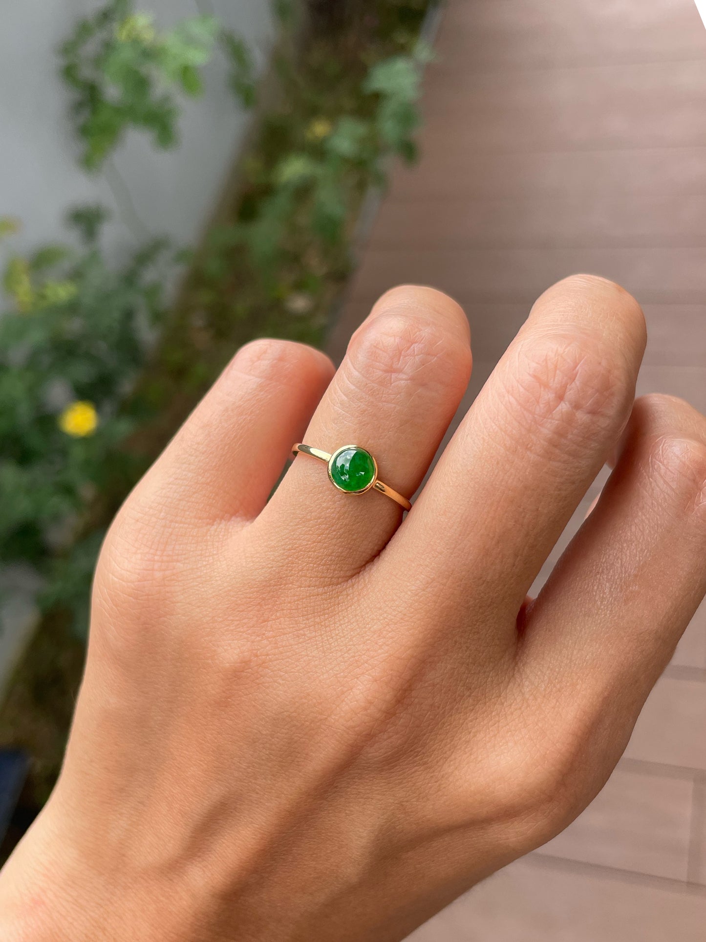 Green Jade Cabochon Ring (NJR378)