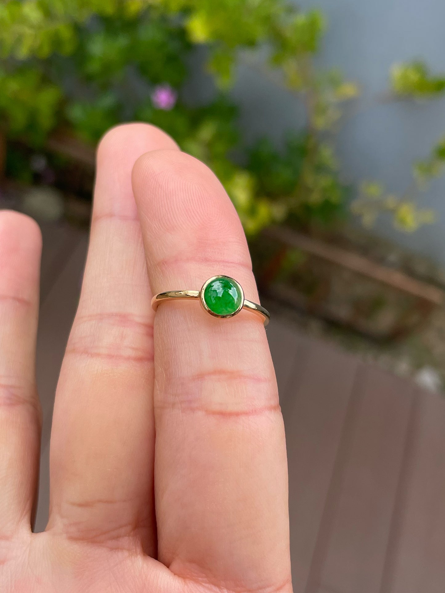 Green Jade Cabochon Ring (NJR378)