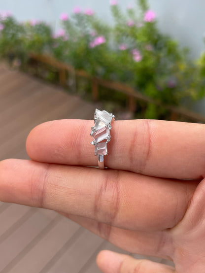 Glassy Jadeite Ring - Fancy Shapes (NJR379)