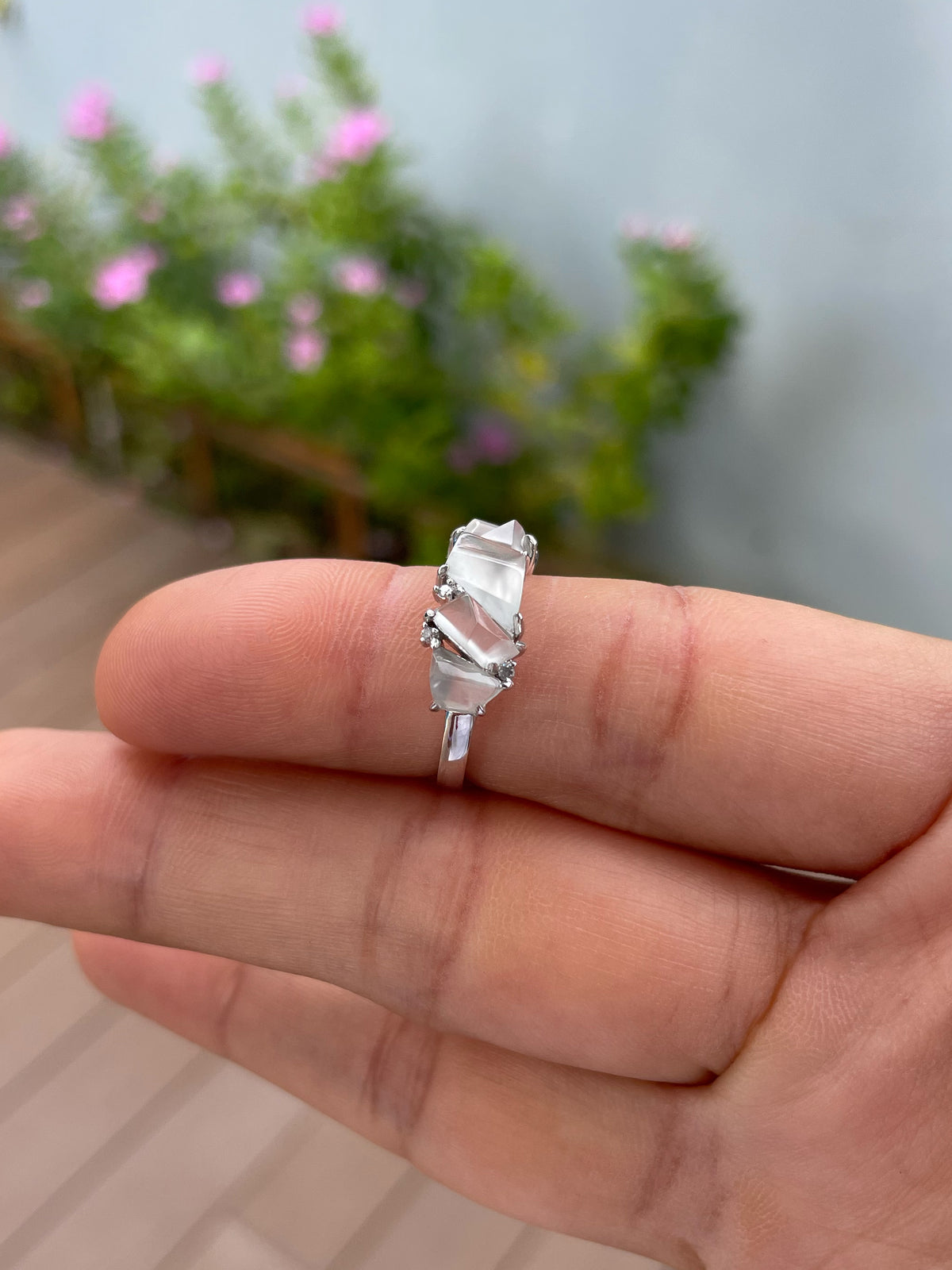 Glassy Jadeite Ring - Fancy Shapes (NJR379)
