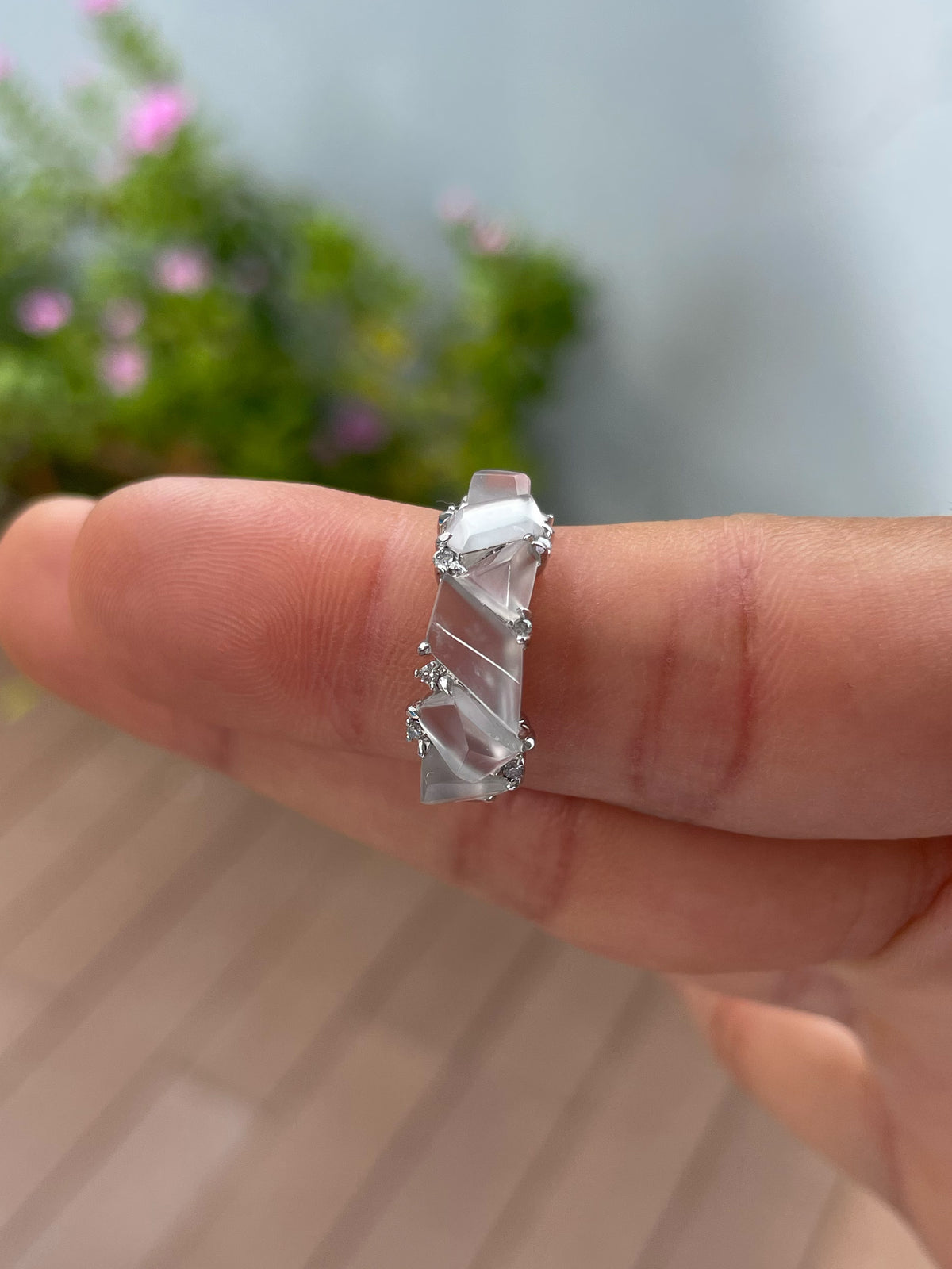 Glassy Jadeite Ring - Fancy Shapes (NJR379)