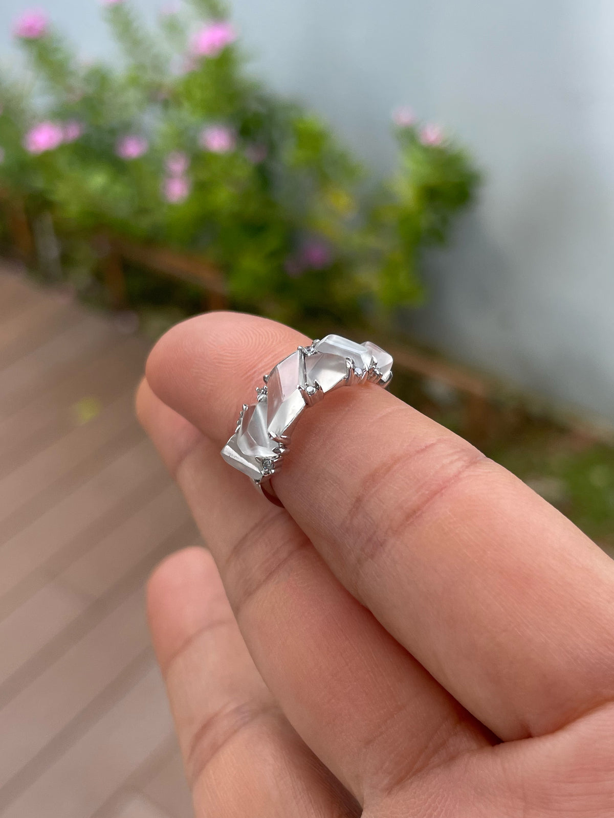 Glassy Jadeite Ring - Fancy Shapes (NJR379)