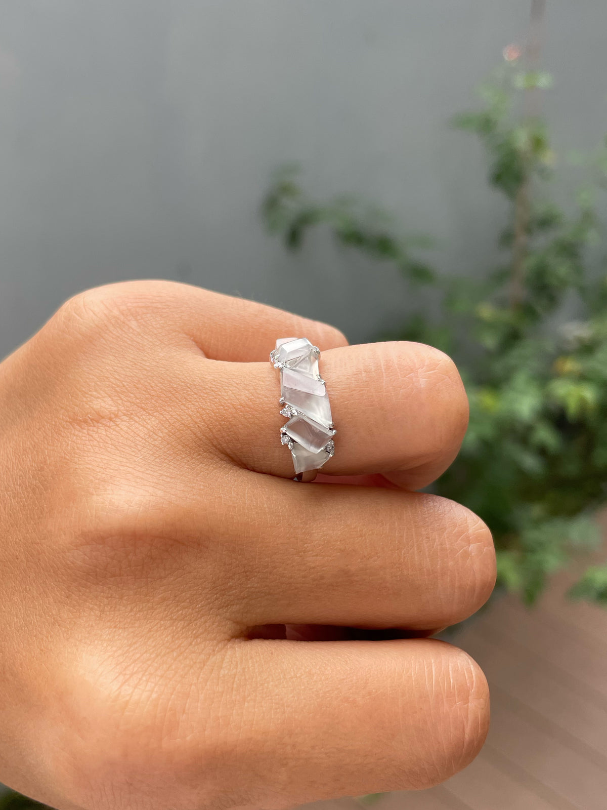Glassy Jadeite Ring - Fancy Shapes (NJR379)