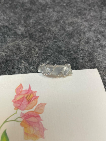 Glassy Jadeite Ring - Fancy Shapes (NJR379)