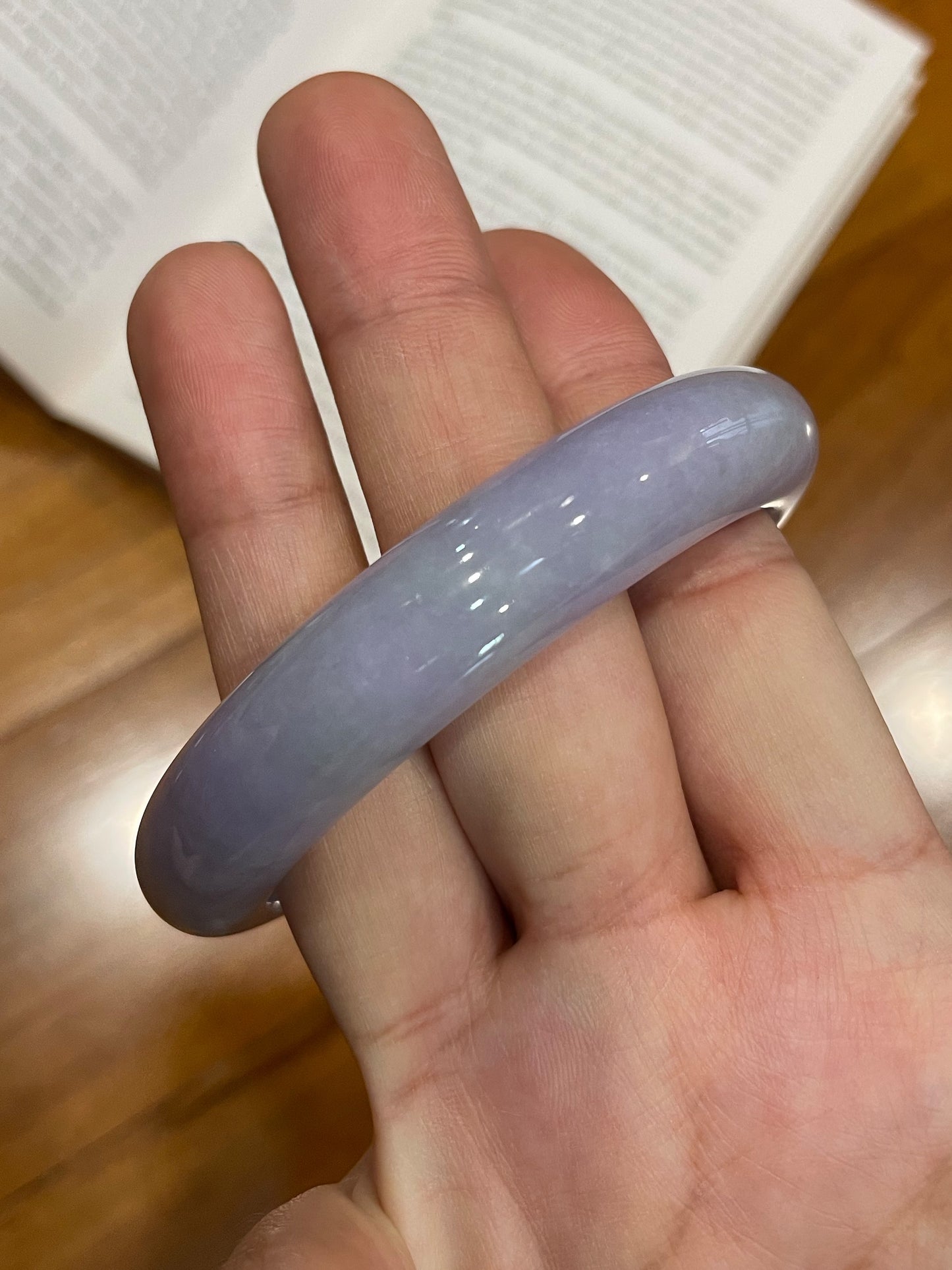 Lavender with Green Jadeite Bangle | 60mm (NJBA009)