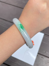 Load image into Gallery viewer, White with Green Jade Bangle | 51mm (NJBA020)
