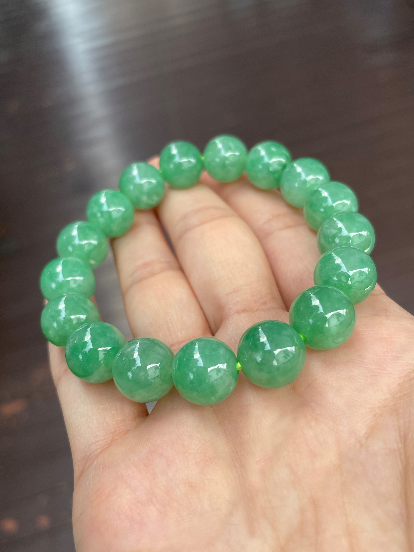 Green Jade Bracelet - Round Beads (NJBA022)