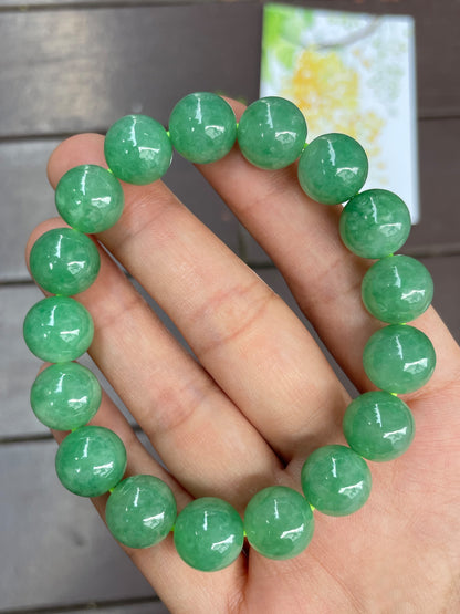 Green Jade Bracelet - Round Beads (NJBA022)