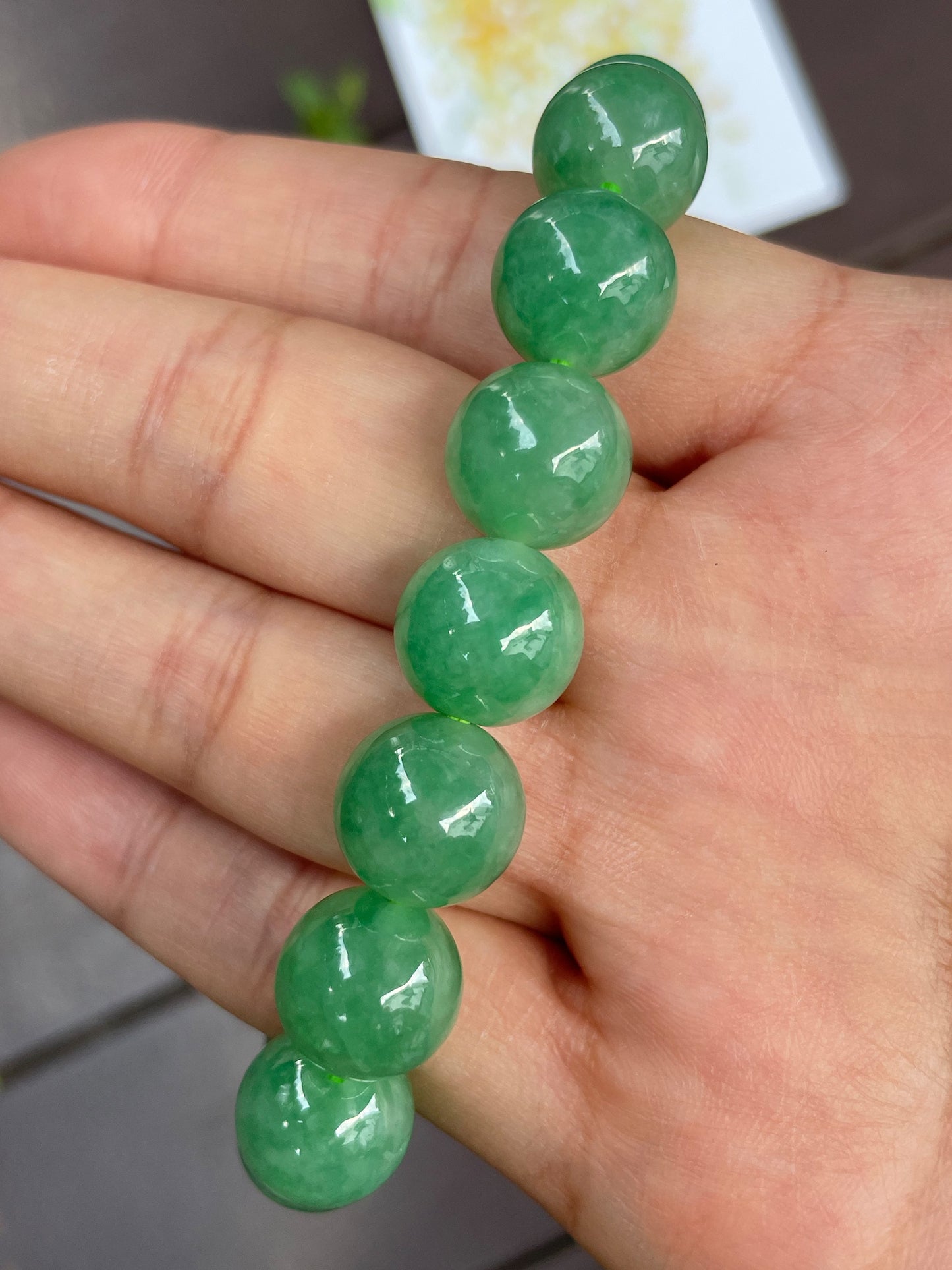 Green Jade Bracelet - Round Beads (NJBA022)