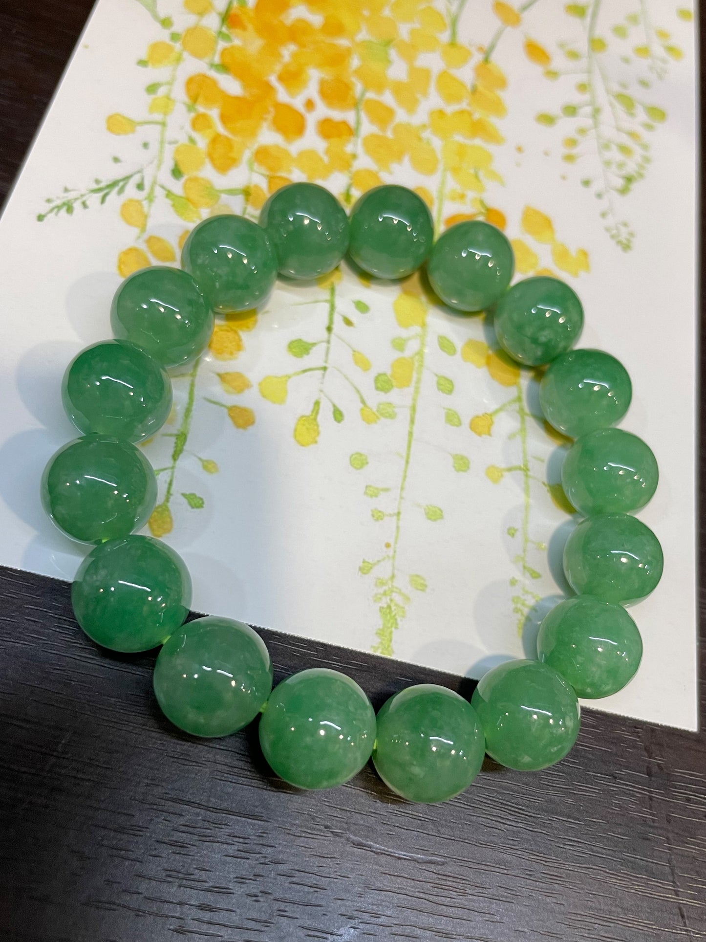 Green Jade Bracelet - Round Beads (NJBA022)