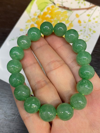 Green Jade Bracelet - Round Beads (NJBA022)