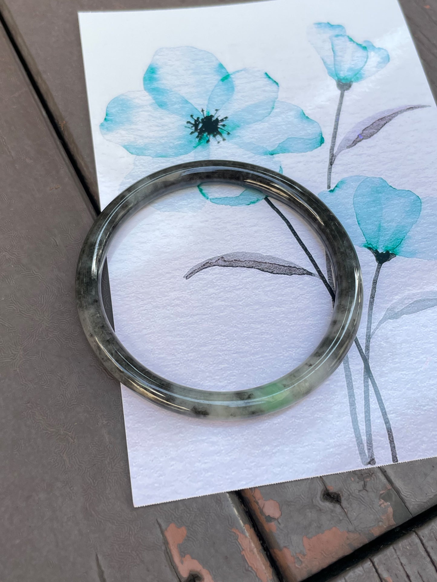 Black Jadeite Bangle | 58mm (NJBA032)