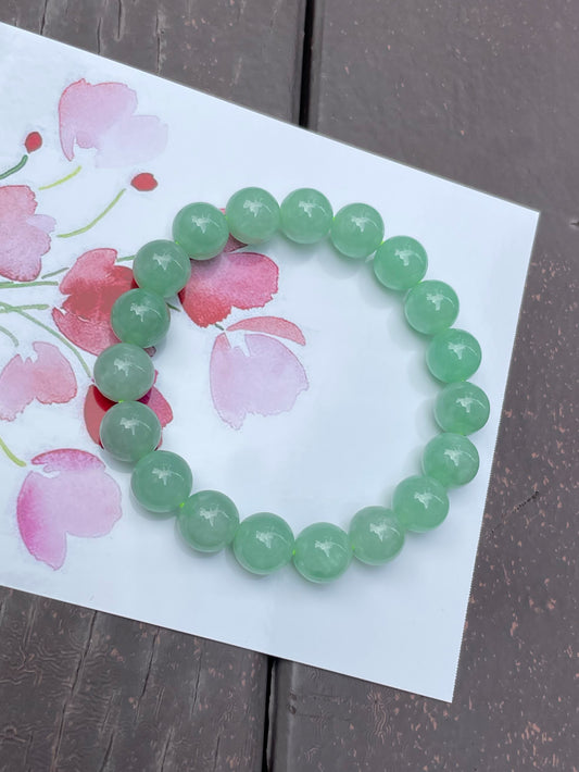 Green Jade Bracelet - Round Beads (NJBA054)