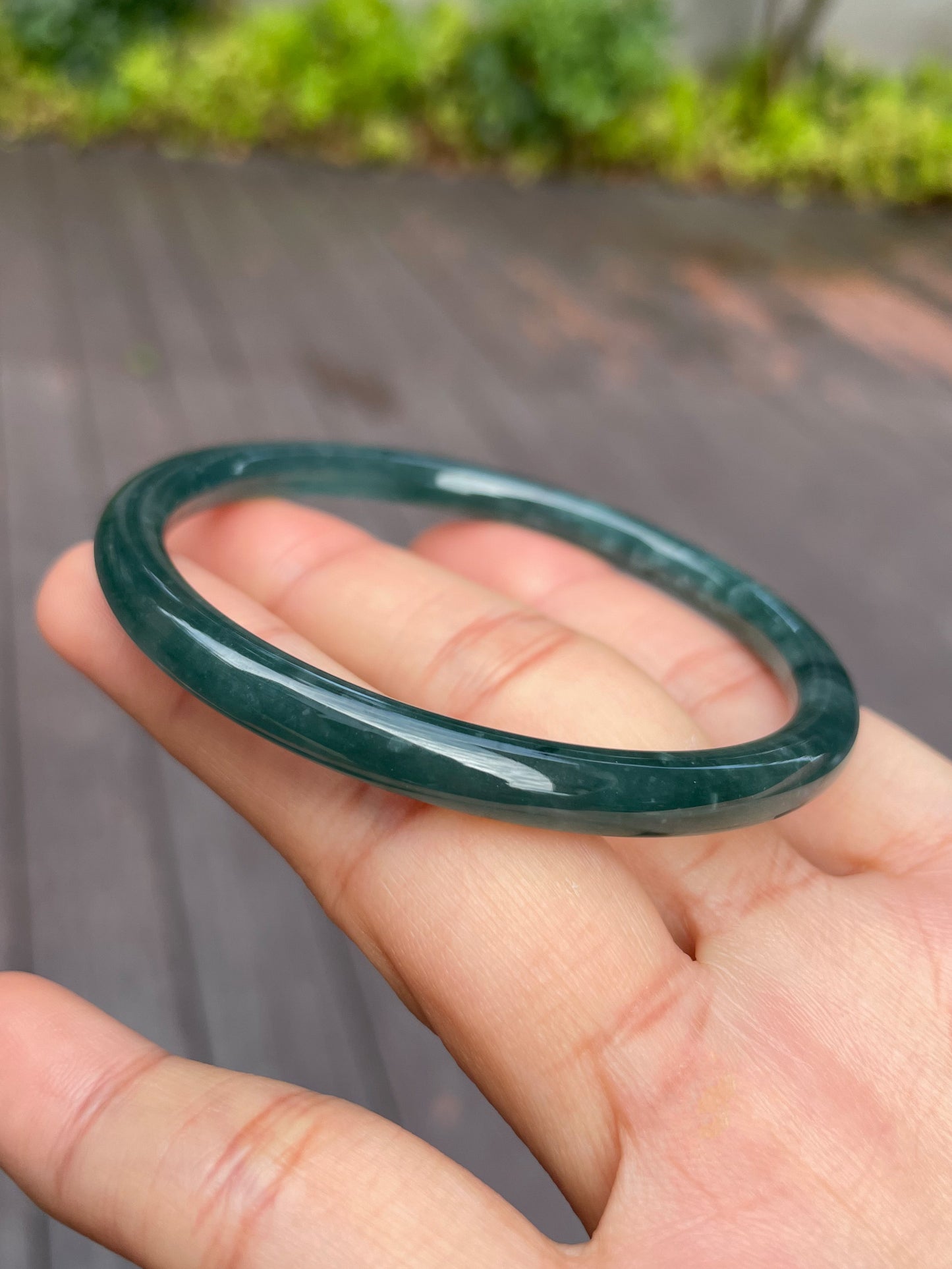 Bluish Green Jade Bangle | 60mm (NJBA060)