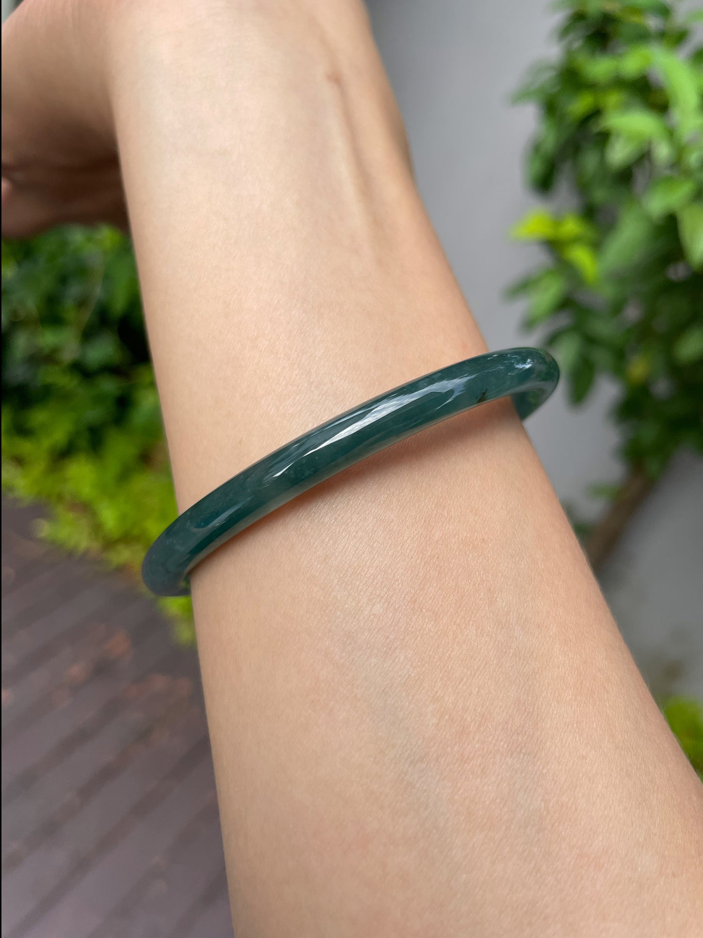 Bluish Green Jade Bangle | 60mm (NJBA060)