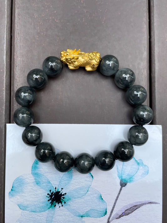 Black Jade Bead Bracelet (NJBA063)