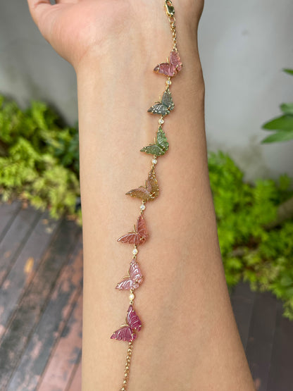 Tourmaline Bracelet - Multicoloured Butterflies (NJBA065)