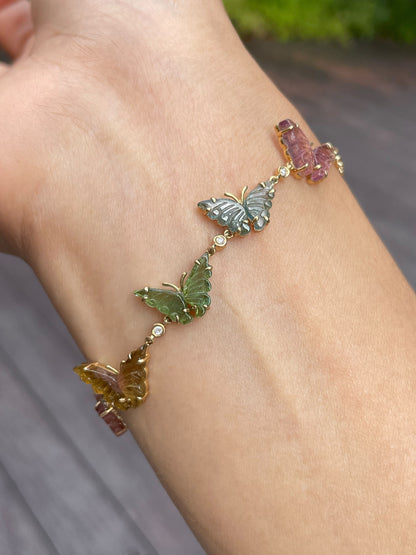 Tourmaline Bracelet - Multicoloured Butterflies (NJBA065)