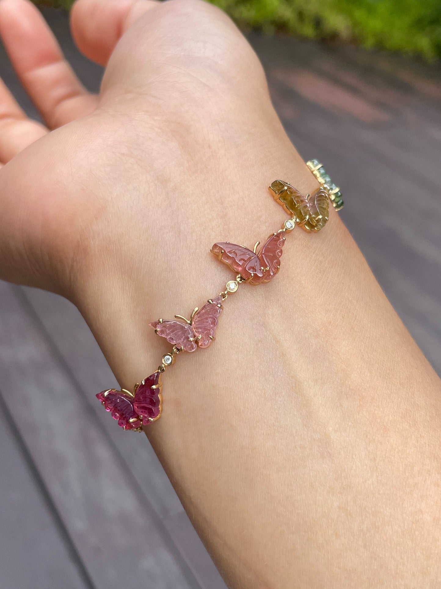 Tourmaline Bracelet - Multicoloured Butterflies (NJBA065)