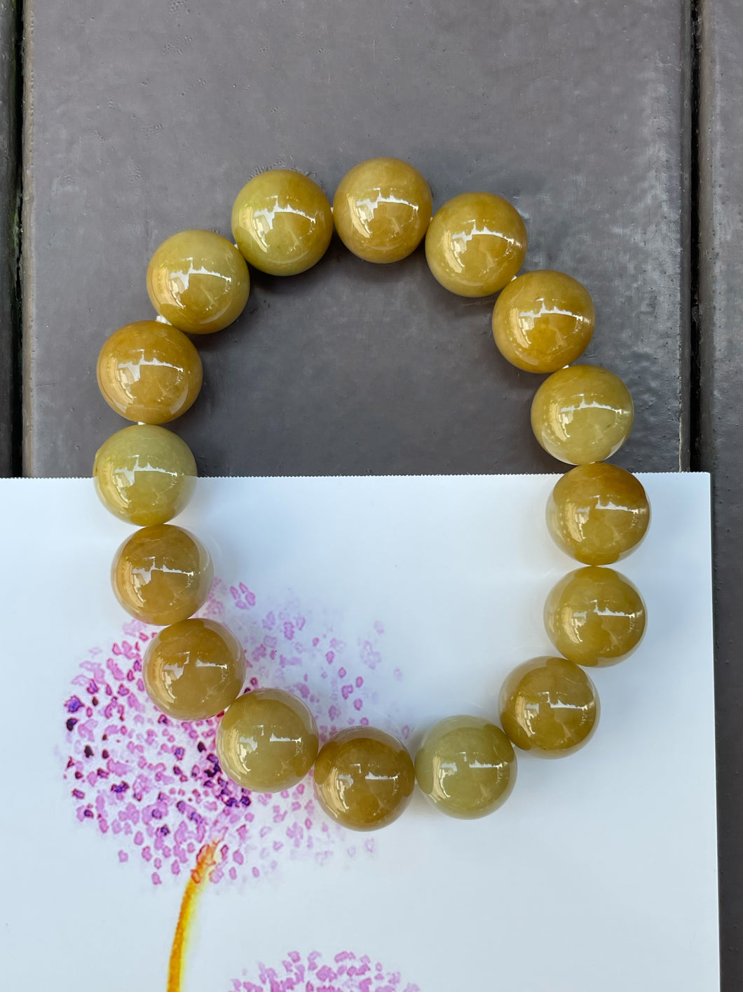 Yellow Jade Bracelet - Round Beads (NJBA067)