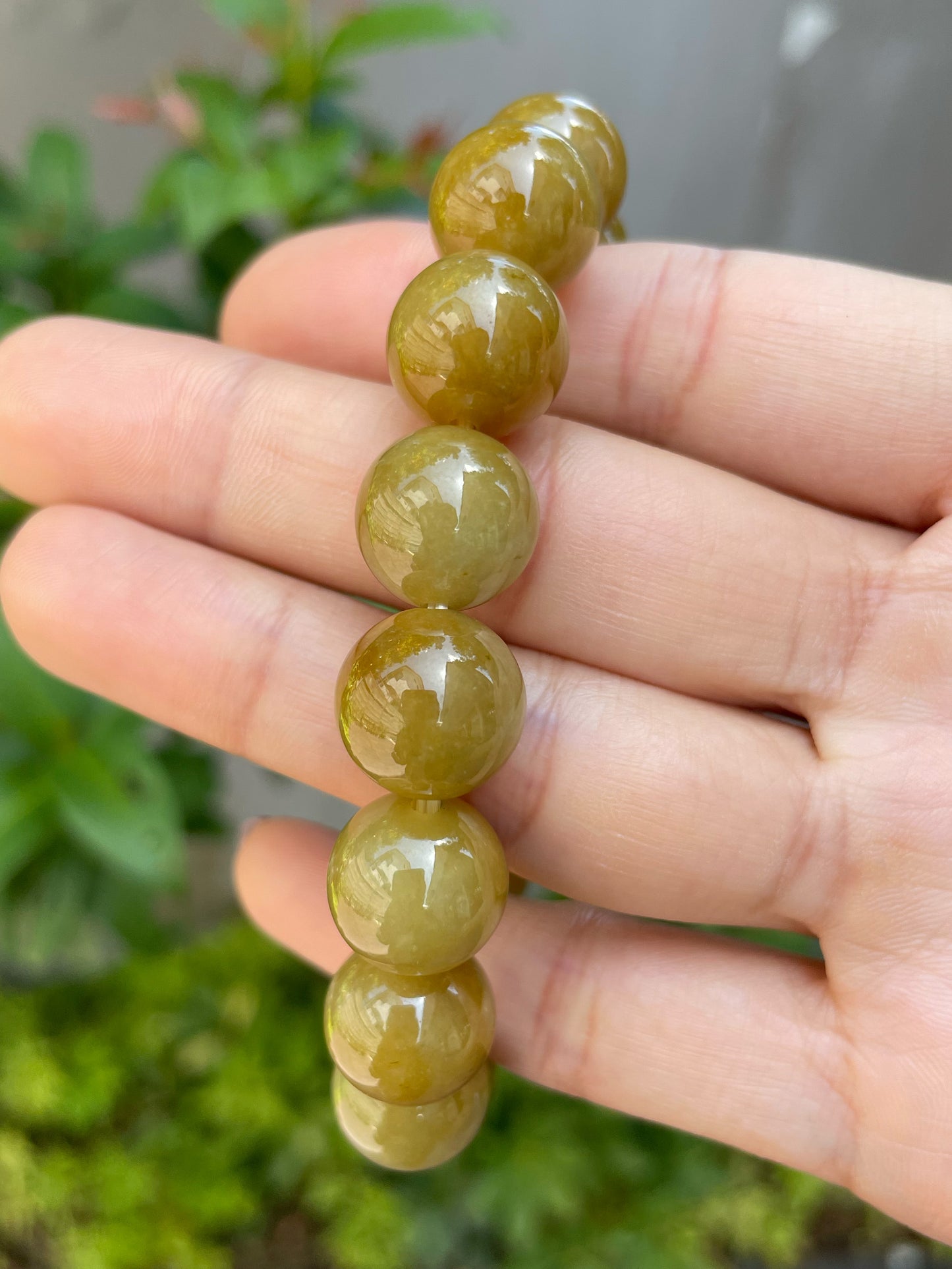 Yellow Jade Bracelet - Round Beads (NJBA067)