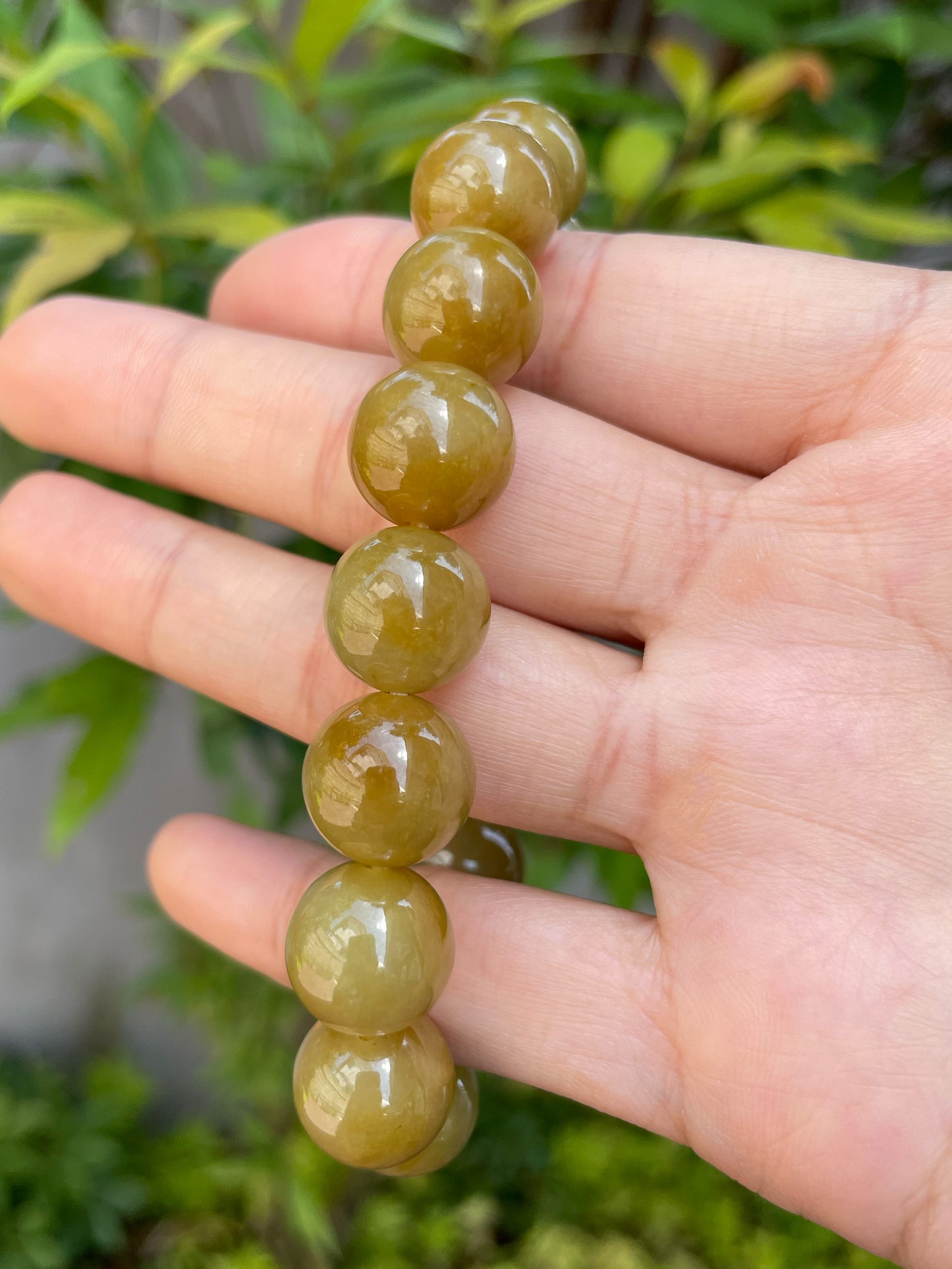 Yellow Jade Bracelet - Round Beads (NJBA067)