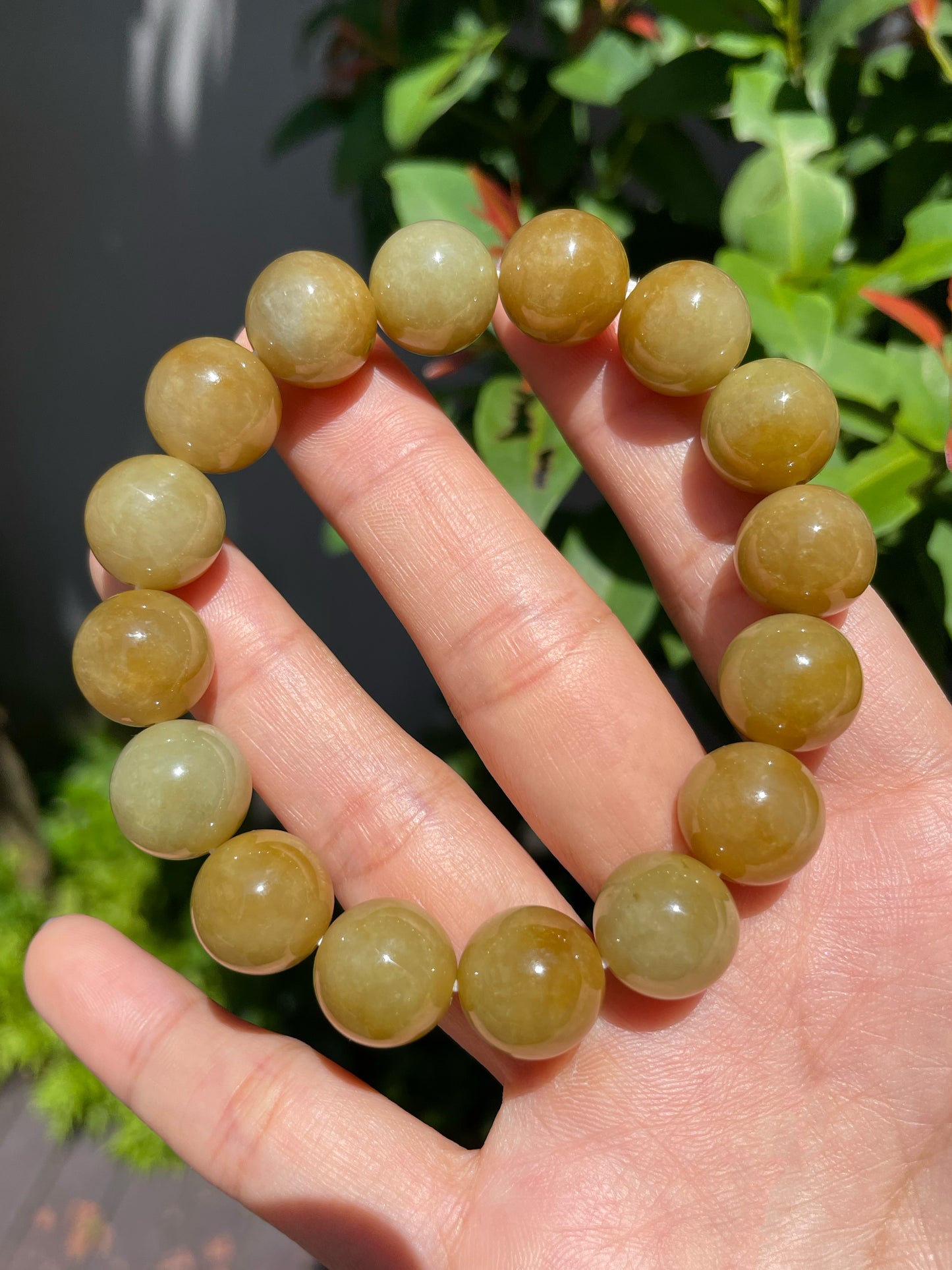 Yellow Jade Bracelet - Round Beads (NJBA067)