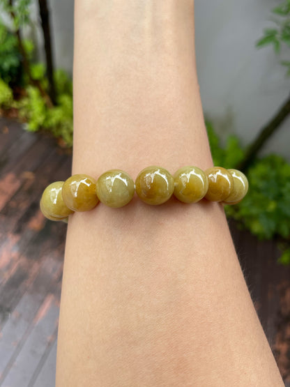 Yellow Jade Bracelet - Round Beads (NJBA067)