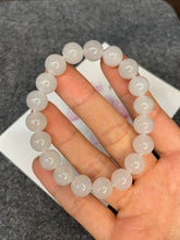 Load image into Gallery viewer, Icy White Jadeite Bracelet - Round Beads (NJBA069)
