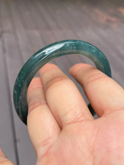 Bluish Green Jade Bangle | 53mm (NJBA070)