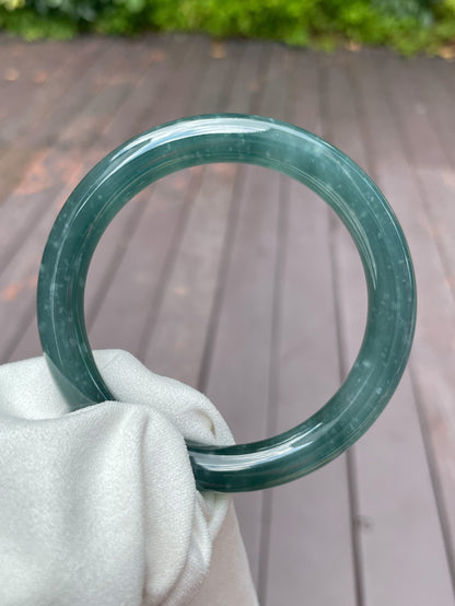 Bluish Green Jade Bangle | 53mm (NJBA070)