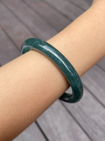 Bluish Green Jade Bangle | 53mm (NJBA070)