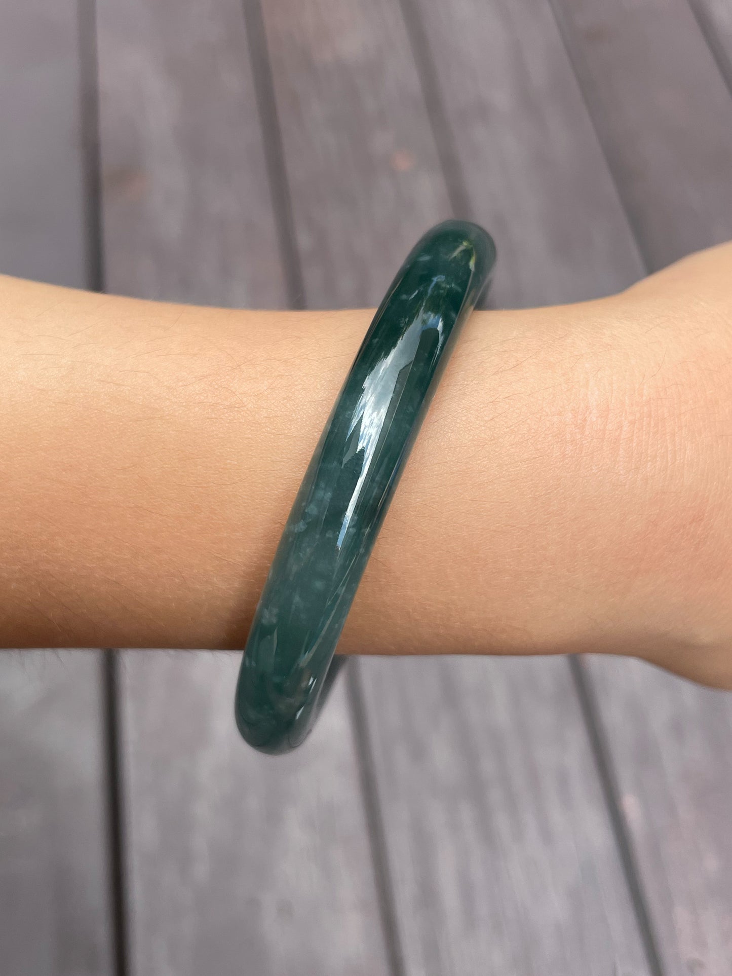 Bluish Green Jade Bangle | 53mm (NJBA070)