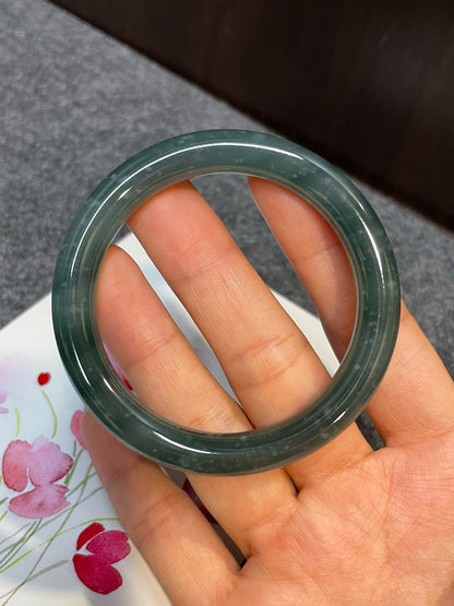 Bluish Green Jade Bangle | 53mm (NJBA070)