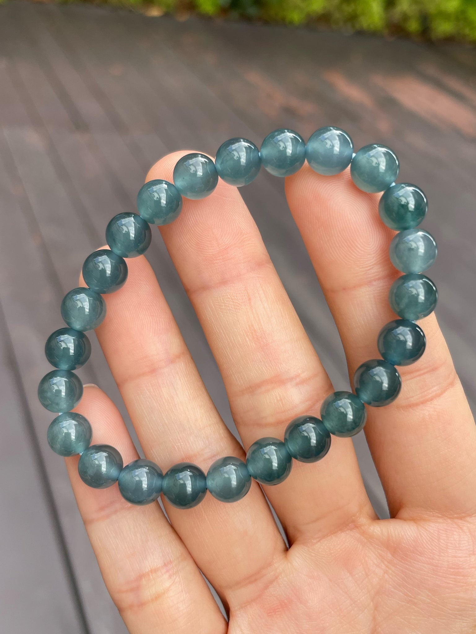 Dark Royal Blue Jade Bead Bracelet for Men or Women Stretch 8mm - 7.5